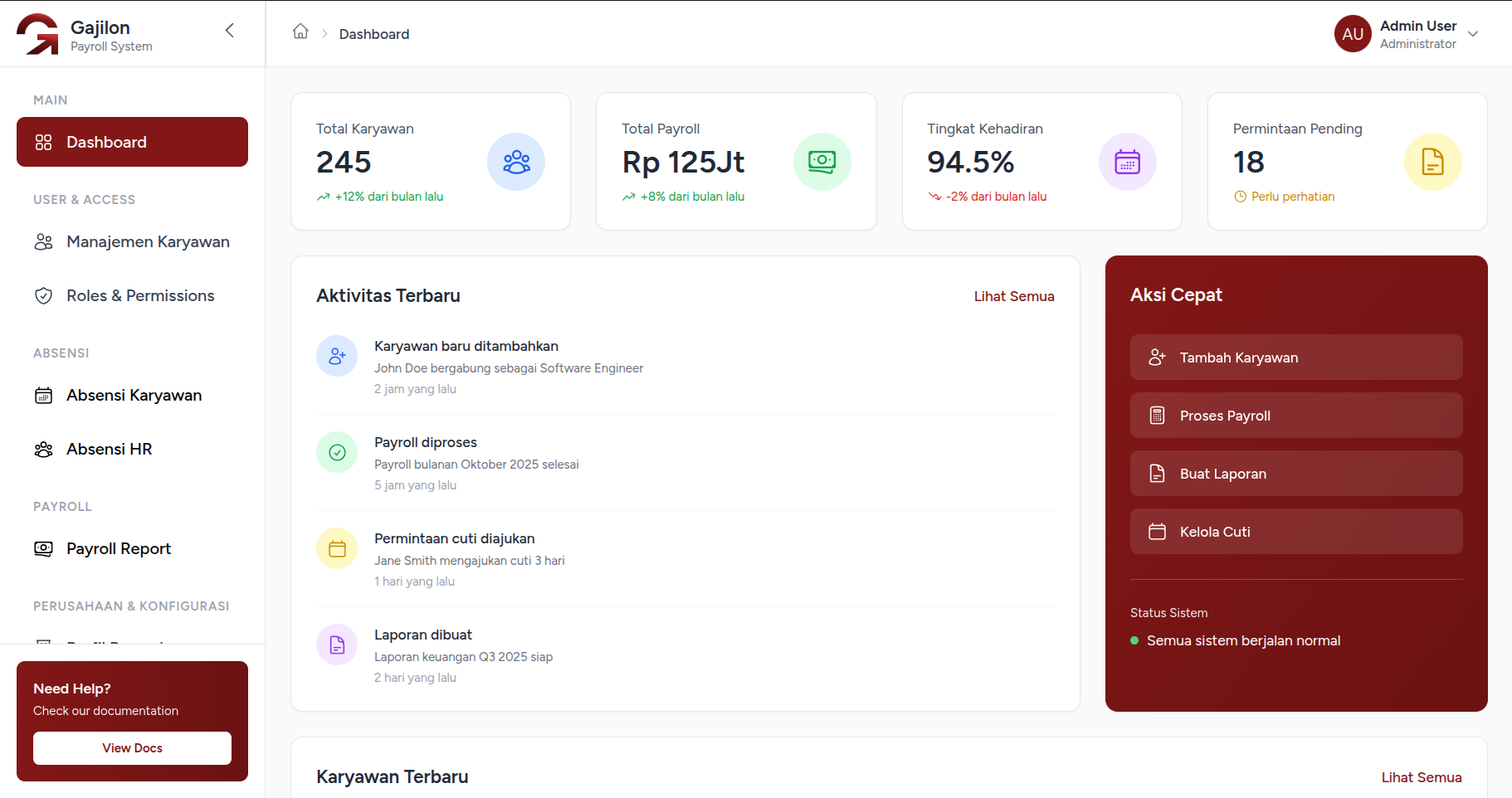Gajilon Dashboard Preview